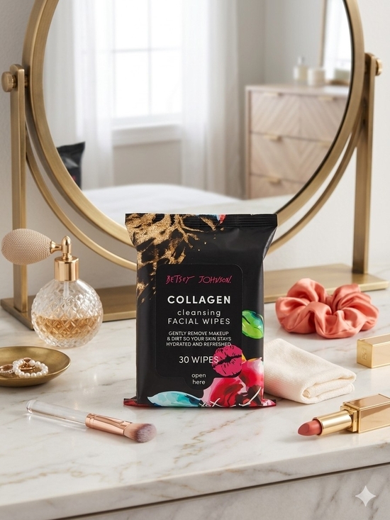 Betsey Johnson Other - Betsey Johnson Black Collagen Cleansing Facial Wipes with Floral Accents
